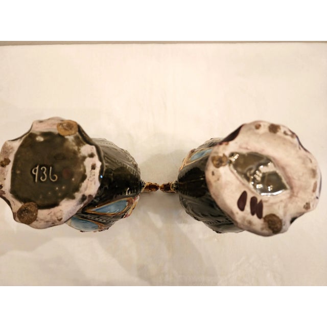 Antique Majolica Art Nouveau Jugendstil Vases- a Pair For Sale In Los Angeles - Image 6 of 11