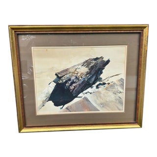 Mae Bertoni Large Abstract Framed Watercolor Framed Painting For Sale