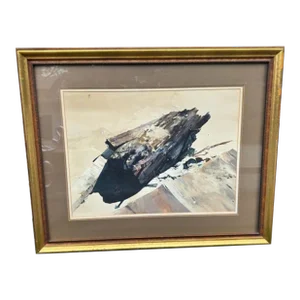Mae Bertoni Large Abstract Framed Watercolor Framed Painting