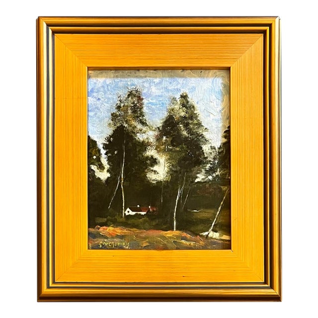 Oil Painting of a Wooded Scene After Corot by Satori Gregorakis. For Sale