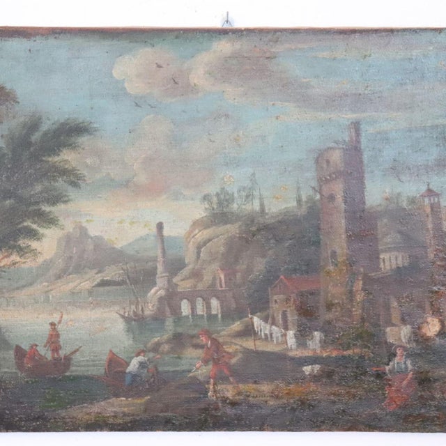Coastal Landscape, 18th Century, Oil Painting on Canvas For Sale - Image 3 of 15