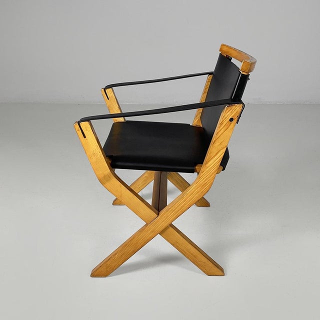 Italian Kiu Armchair in Wood and Black Leather from Luxoritalia, 2010s For Sale - Image 4 of 18