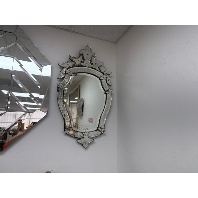 Vintage Venetian Beveled and Etched Mirror For Sale - Image 10 of 13