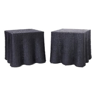 Pair of Black Square Ghost Drapery Stands For Sale