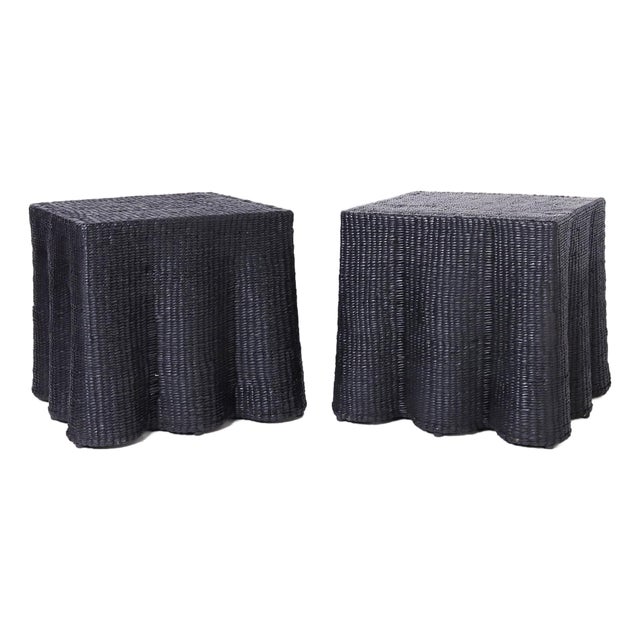 Pair of Black Square Ghost Drapery Stands For Sale