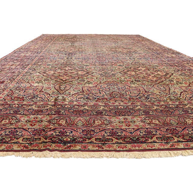 Rustic Signed Late 19th Century Persian Kermanshah Rug, 12'09 X 22'01 For Sale - Image 3 of 11