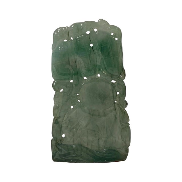 2000 - 2009 Chinese Jade Carved Happy Buddha Ornament Display For Sale - Image 5 of 8