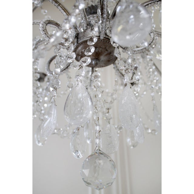 Antique Reproduction Italian Chandelier With Beaded Arms and Rock Style Crystals For Sale - Image 10 of 11