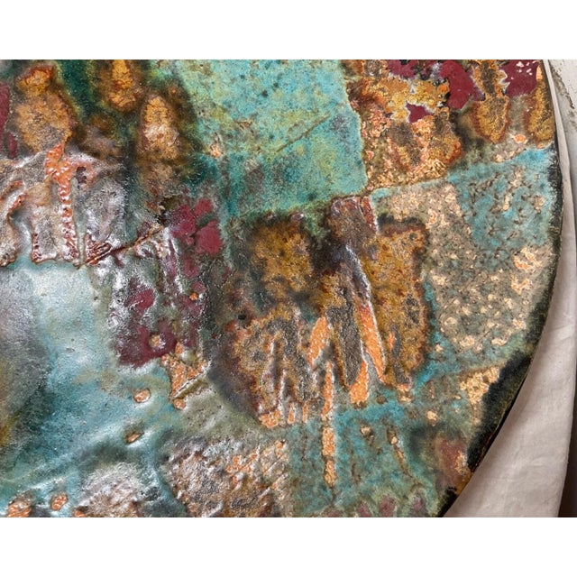 Large Vintage Handmade John Shedd Pottery Gazed Centerpiece Dish Charger Plate For Sale In New York - Image 6 of 13