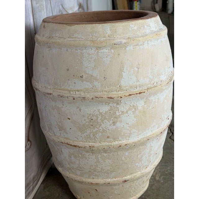 Ceramic Whitewashed Terracotta Storage Vessel With Ribbed Form For Sale - Image 7 of 10