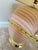 1980s Pair of Vintage 1980s Art Deco Revival Shell Table Lamps - Peachy Pink With Pleated Shades For Sale - Image 5 of 8