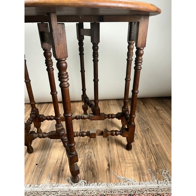 English Antique English Oak Carved Gateleg Occasional Table C. Late 19th Century For Sale - Image 3 of 10