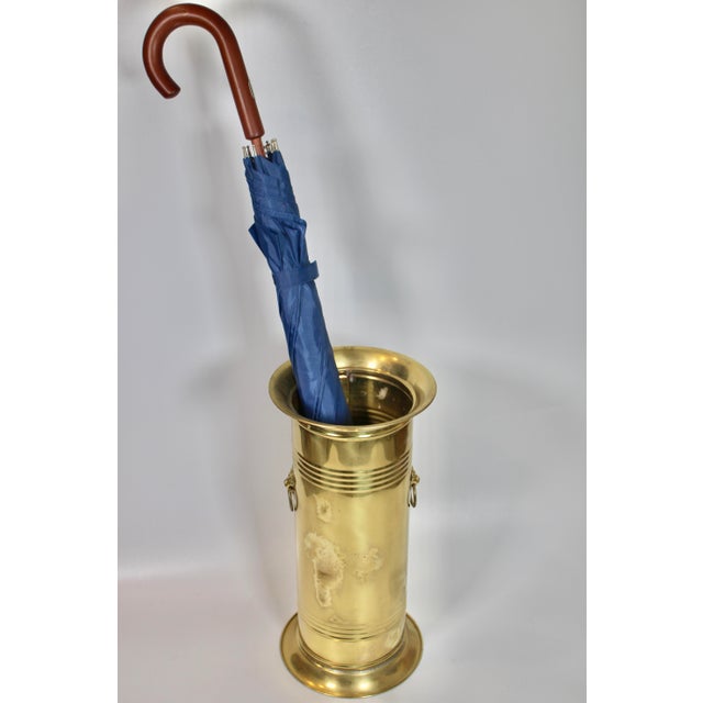 1960s English Brass Umbrella Stand With Lion’s Head Handles For Sale - Image 9 of 9