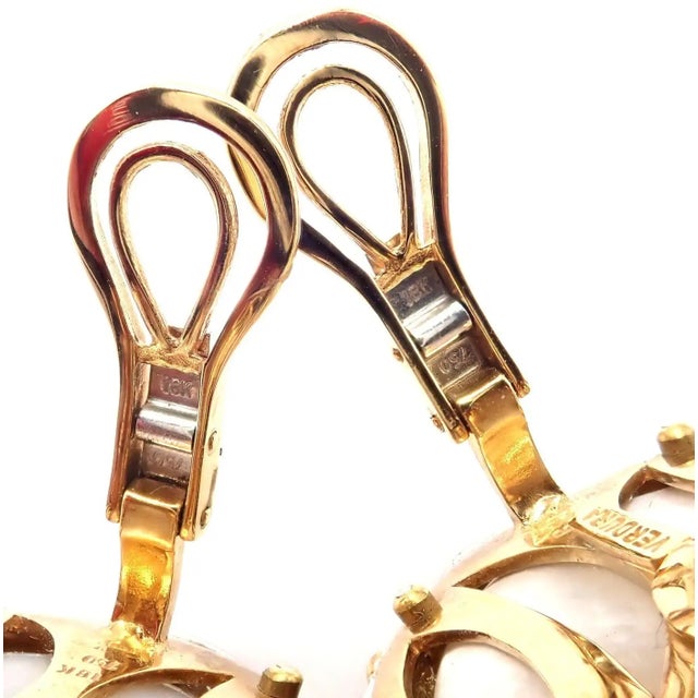 Verdura Vintage Diamond Mabe Pearl Yellow Gold & Platinum Large Earrings, Pair For Sale - Image 13 of 13