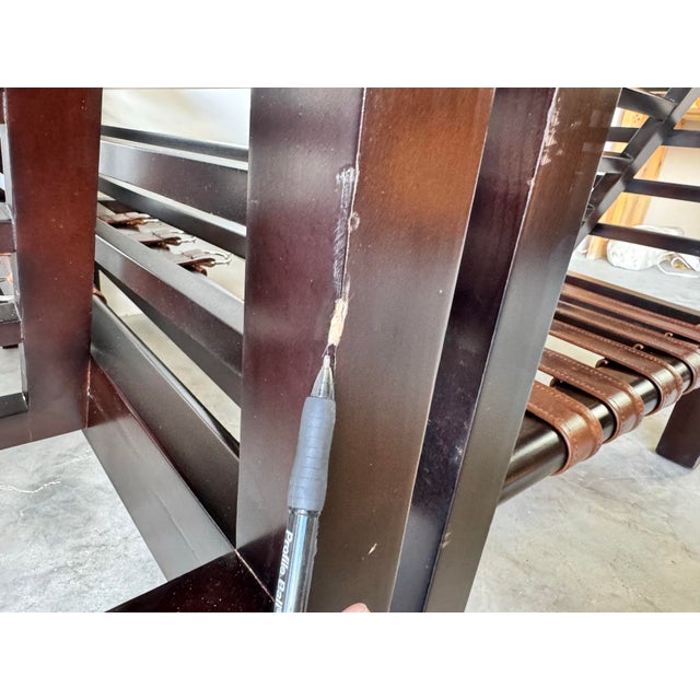 Oversize - Vintage Century Furniture Solid Wood & Leather Strapped Seating Lounge Chairs - A Pair For Sale - Image 9 of 12