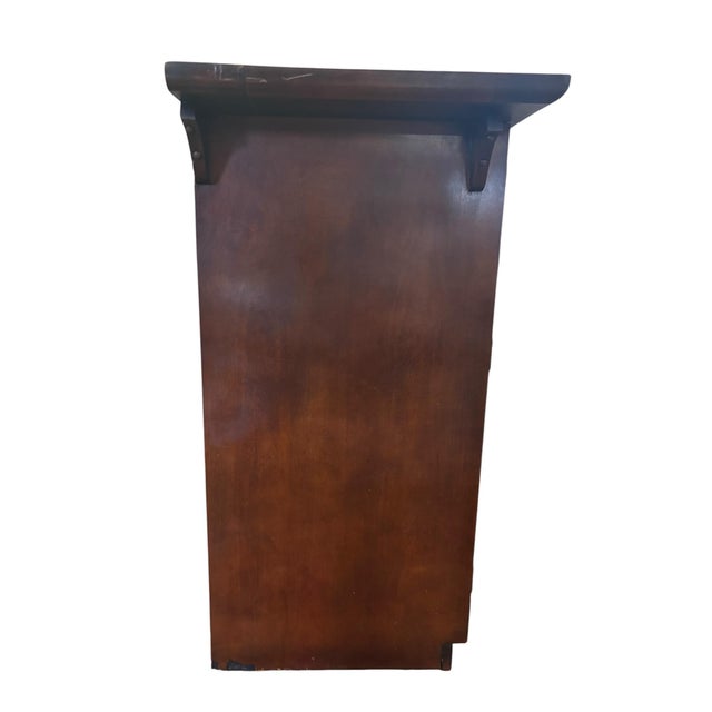 Vintage Chinese Campaign Style Walnut Server Cabinet For Sale - Image 10 of 12