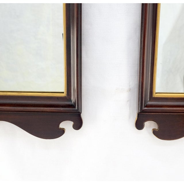 Pair of Neoclassical Chippendale Carved Gold Gilt Mahogany Wall Mirrors MINT! For Sale - Image 6 of 9