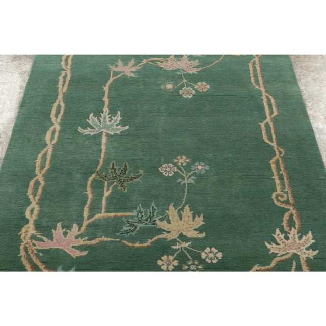 Rug & Kilim Chinese Art Deco Style Floral Wool Rug by Rug & Kilim, India For Sale - Image 4 of 9