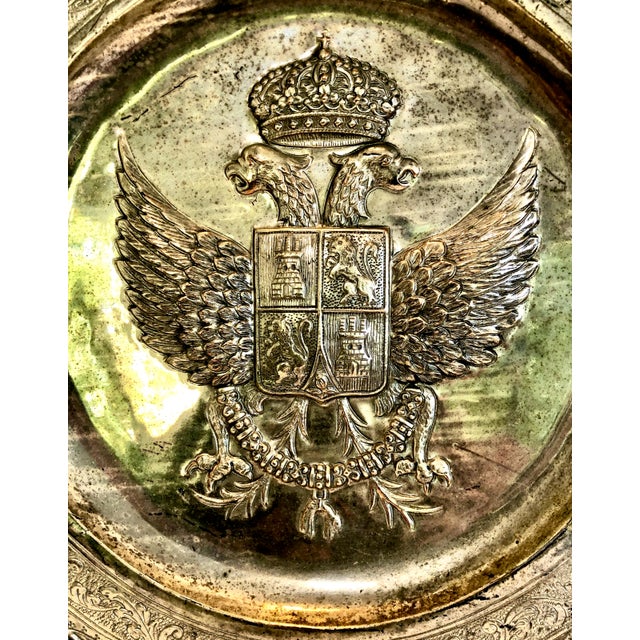 19th Century Russian Silver Plate Coat of Arms Plaque