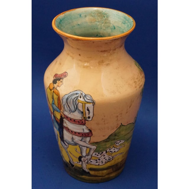 Beige Ceramic Vase with Knight and Dalmatian attributed to Benedetta Cappa Marinetti, Rome, Italy, 1950s For Sale - Image 8 of 18