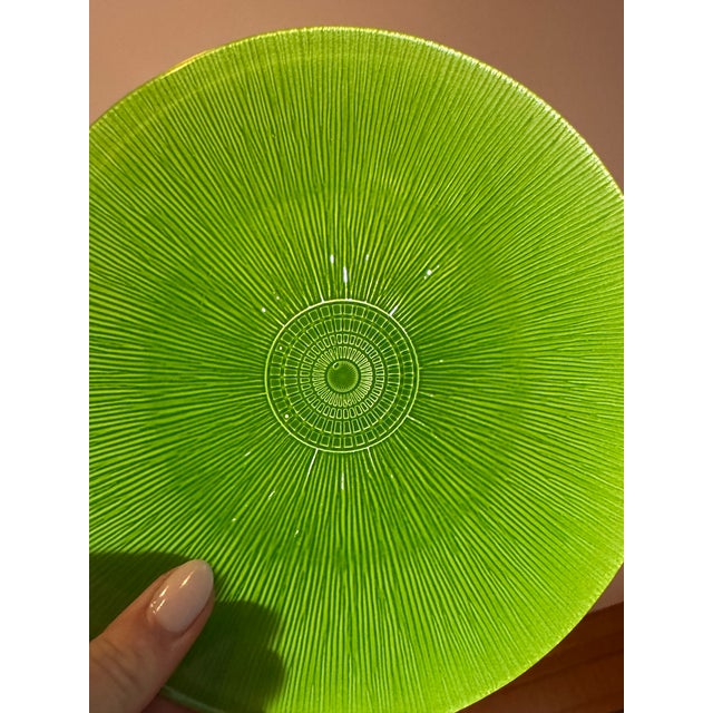 Vintage Italian Murano Style Hand Blown Emerald Green Glass Plate Set 18pc For Sale - Image 11 of 12