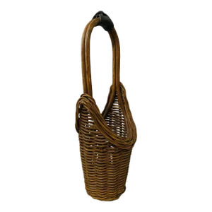 Antique French Provincial Wicker Wine Bottle Carrier Basket