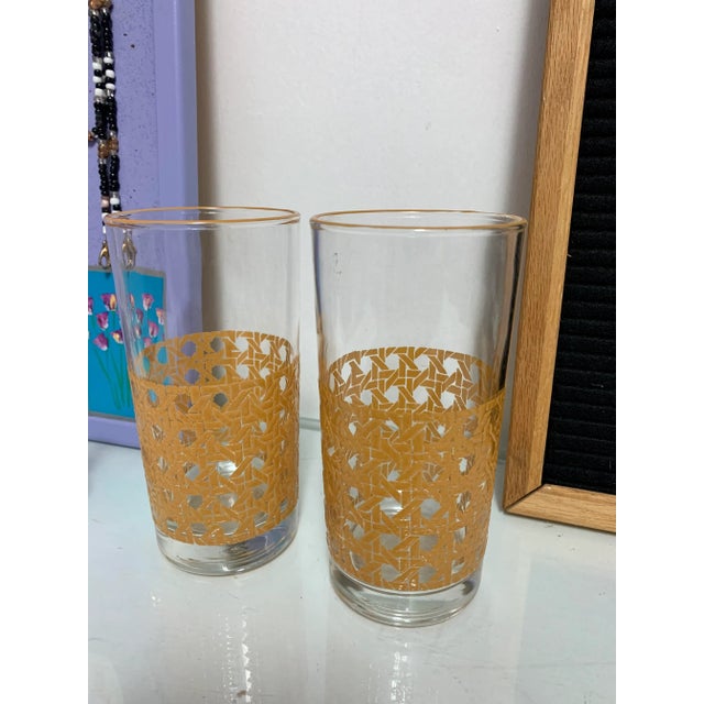 Libbey Glass Co. Vintage Libbey Cane Glass Tumblers- a Pair For Sale - Image 4 of 8