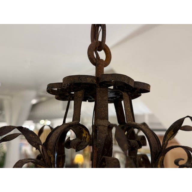 Late 19th Century Antique Venetian Glass + Metal Lantern, Late 19th Century For Sale - Image 5 of 12