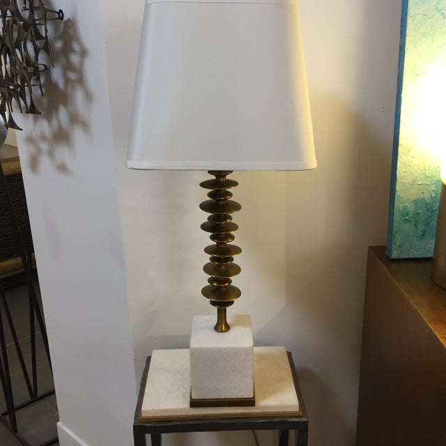 Sculptured Brass & Marble Table Lamp Chairish