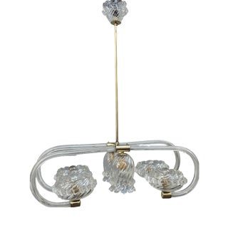 Art Deco Murano and Brass Navetta Chandelier from Barovier, 1930s For Sale