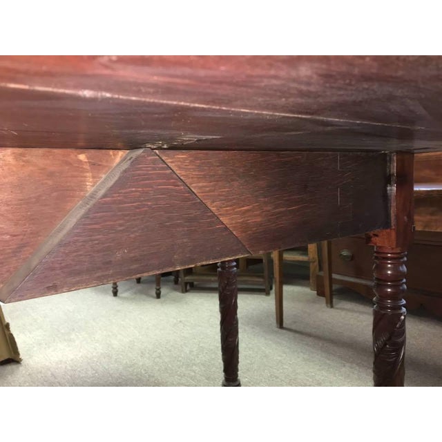 Early 20th Century Large Antique Walnut Wood Flip Top Table, With Extending Sides For Sale - Image 5 of 6
