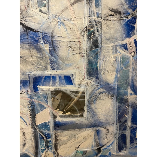 Cheryl Fudge “Nantucket I” – Large Blue & White Coastal Abstract Mixed Media Painting (2025) For Sale - Image 10 of 11
