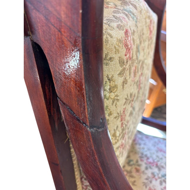 Pair of French Provincial Mahogany Armchairs With Floral Upholstery For Sale - Image 10 of 11