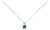 14K White Gold 5x5 MM Square Shaped Green Emerald Solitaire Pendant Necklace For Sale