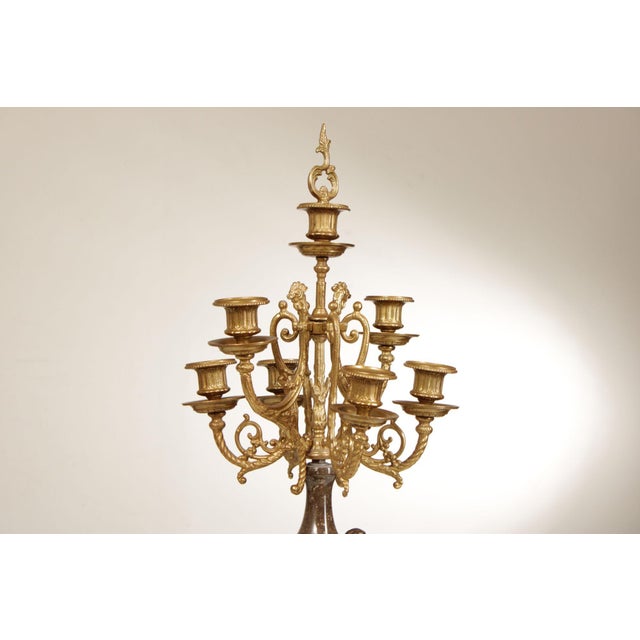 Brevettato Italian Pair of Marble and Gilt Bronze Candelabra For Sale - Image 4 of 12