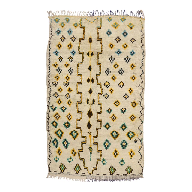 Vintage Berber Moroccan Azilal Rug - 04'10 X 07'09 For Sale