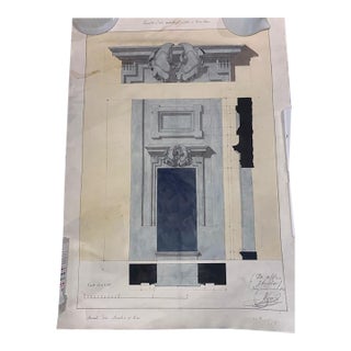 Antique Drawing (Venice) Stone Door & Lintel Dated (1910) For Sale
