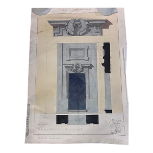 Antique Drawing (Venice) Stone Door & Lintel Dated (1910)