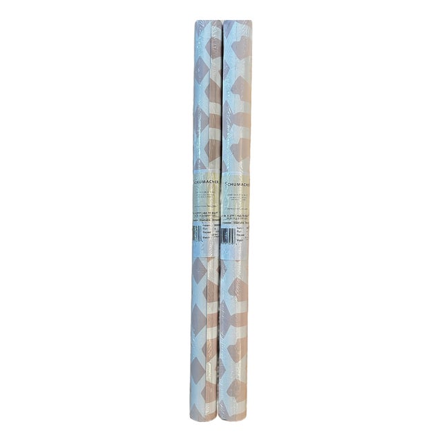 Contemporary Schumacher "Imperial Trellis" Blush Pattern 5005806 Wallpaper - 2 Double Rolls For Sale