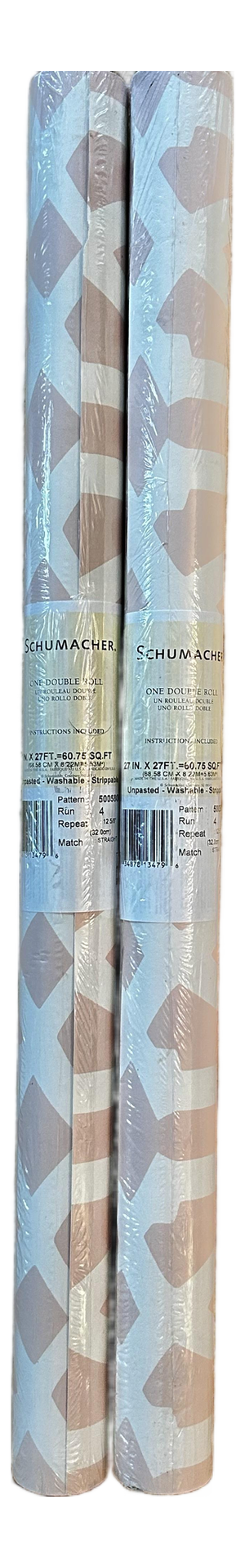 Contemporary Schumacher "Imperial Trellis" Blush Pattern 5005806 Wallpaper - 2 Double Rolls