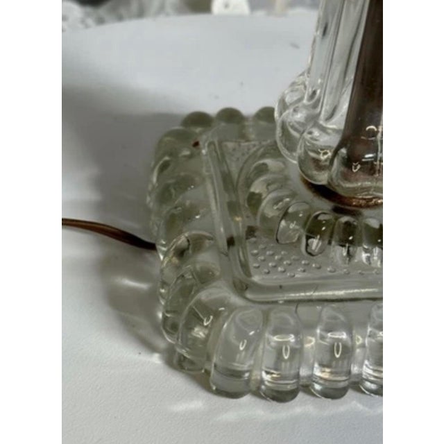 Glass Early 20th Century Electrified Clear Luster Boudoir Lamps With Frosted Grape Shades - Pair For Sale - Image 7 of 12