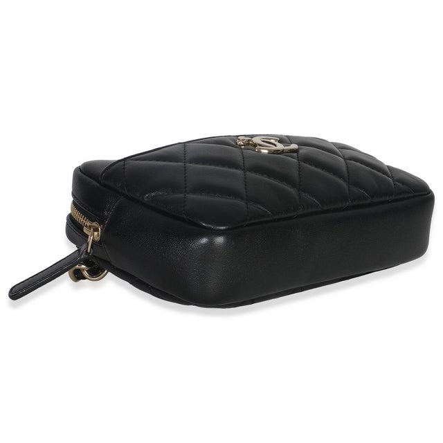 Animal Skin Black Quilted Lambskin Front Pocket Belt Bag For Sale - Image 7 of 8
