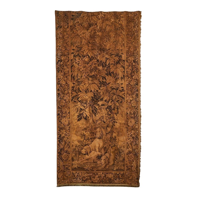 19th Century French Woodland Tapestry with Hunting Dogs For Sale