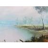 Tranquil Australian Landscape with Eucalyptus Trees adjacent to a Lake - Vintage 20th Century Art. Original Painting,...