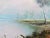 Tranquil Australian Landscape with Eucalyptus Trees adjacent to a Lake - Vintage 20th Century Art. Original Painting,...