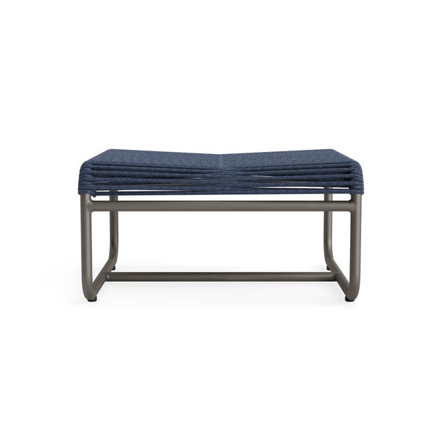 Brown Jordan Brown Jordan Walter Lamb Aluminum Ottoman, Mica frame with Marine fabric For Sale - Image 4 of 12