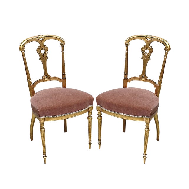 Set of Napoleon III Giltwood Chairs, Late 19th Century For Sale
