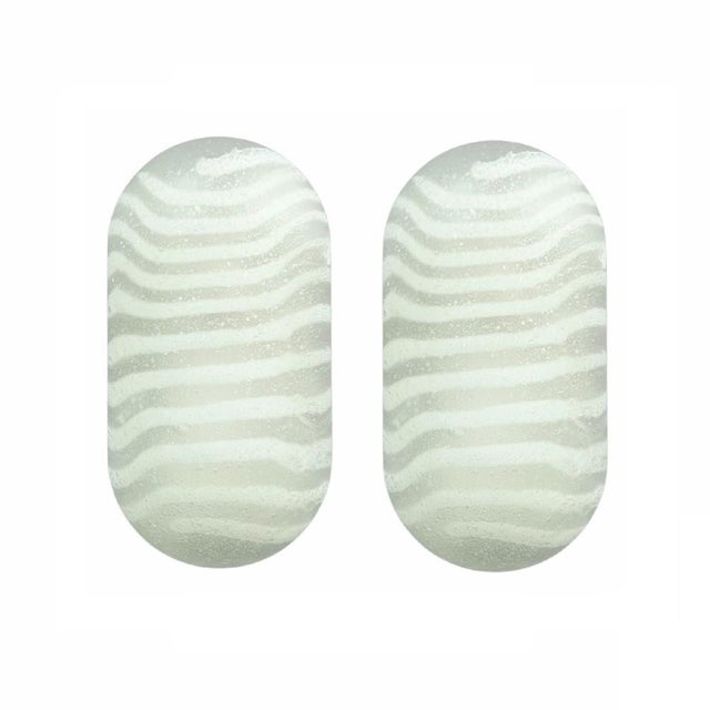 White Vintage Striped Glass Wall Lamps from Peill & Putzler, Germany, 1970s, Set of 2 For Sale - Image 8 of 8