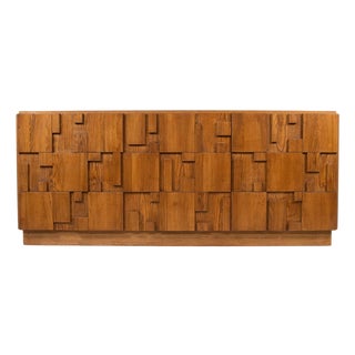 Large Brutalist Italian Sideboard For Sale