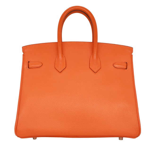 Hermès Hermès "Orange H" Epsom Leather 25cm Birkin Bag With Palladium Hardware, 2007. For Sale - Image 4 of 14
